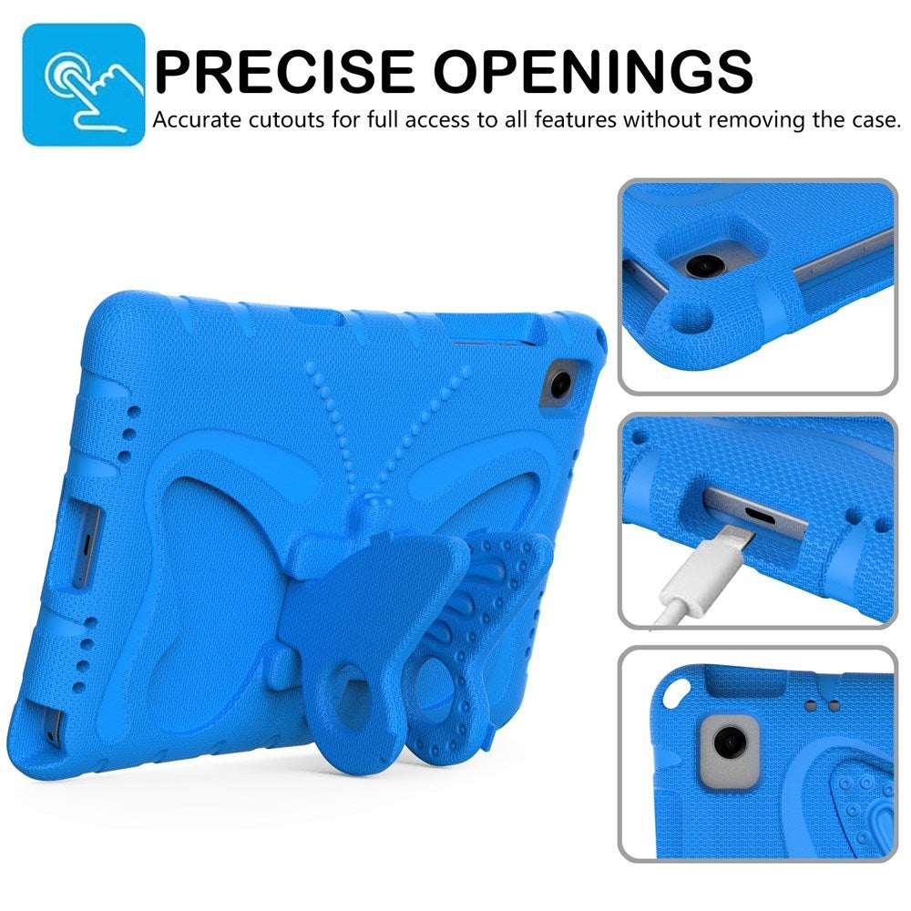 Samsung Galaxy Tab A11+ (Plus) / A9+ (Plus) EIDERWOOD Børne Cover - Butterfly Kickstand Cover m. Skulderstrop - Blå