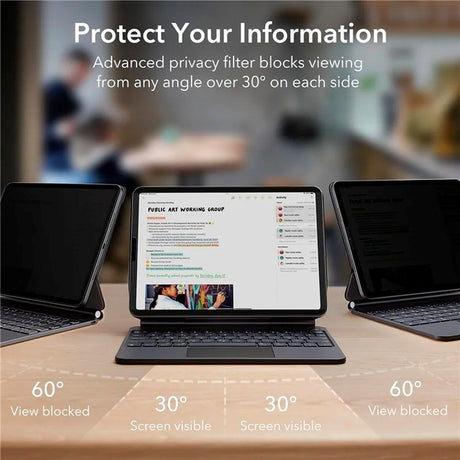 ESR iPad Pro 11 (2018 - 2022) / iPad Air (2020 - 2022) Magnetisk Beskyttelsesfilm - Privacy - Sort / Gennemsigtig