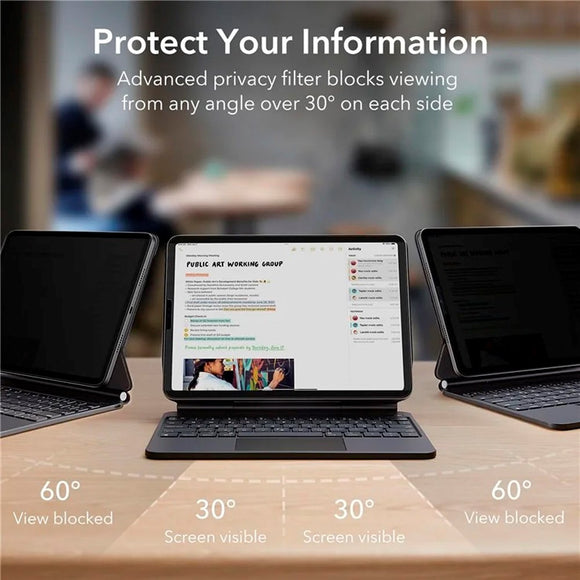 ESR iPad Pro 11 (2018 - 2022) / iPad Air (2020 - 2022) Magnetisk Beskyttelsesfilm - Privacy - Sort / Gennemsigtig