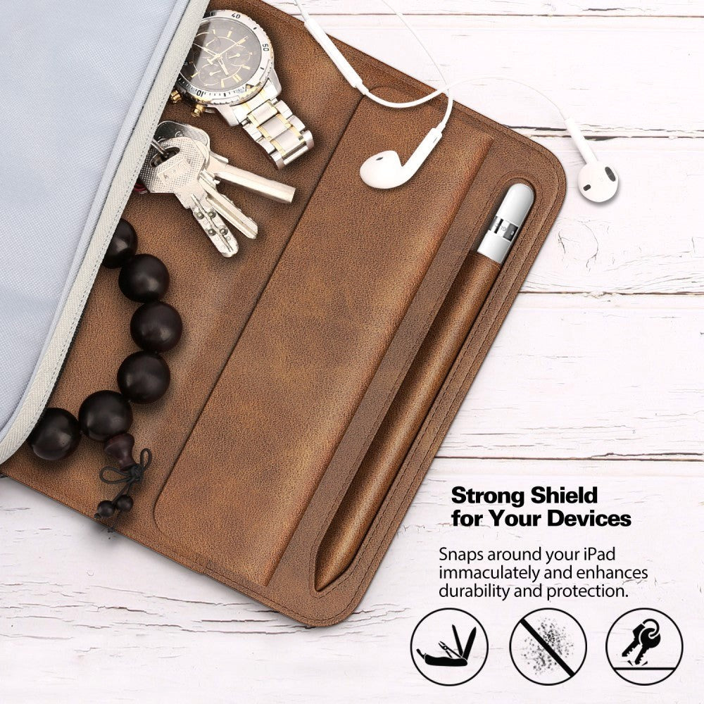 iPad 9.7 / 10.2 / 10.5 / 11" (19cm x 26cm x 7mm) PU Læder Shockproof Tablet Sleeve - Mørkebrun