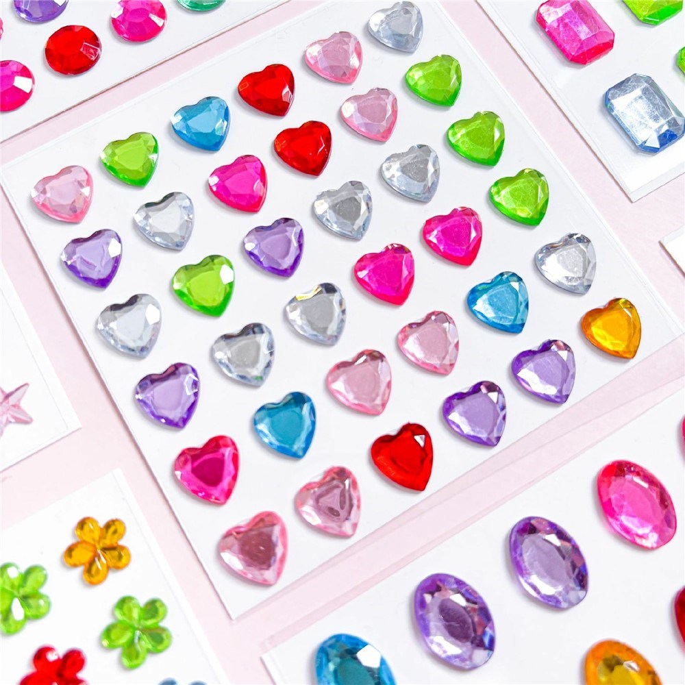 Multifarvet Selvklæbende Krystal 3D Stickers - 36 stk - Firkantet