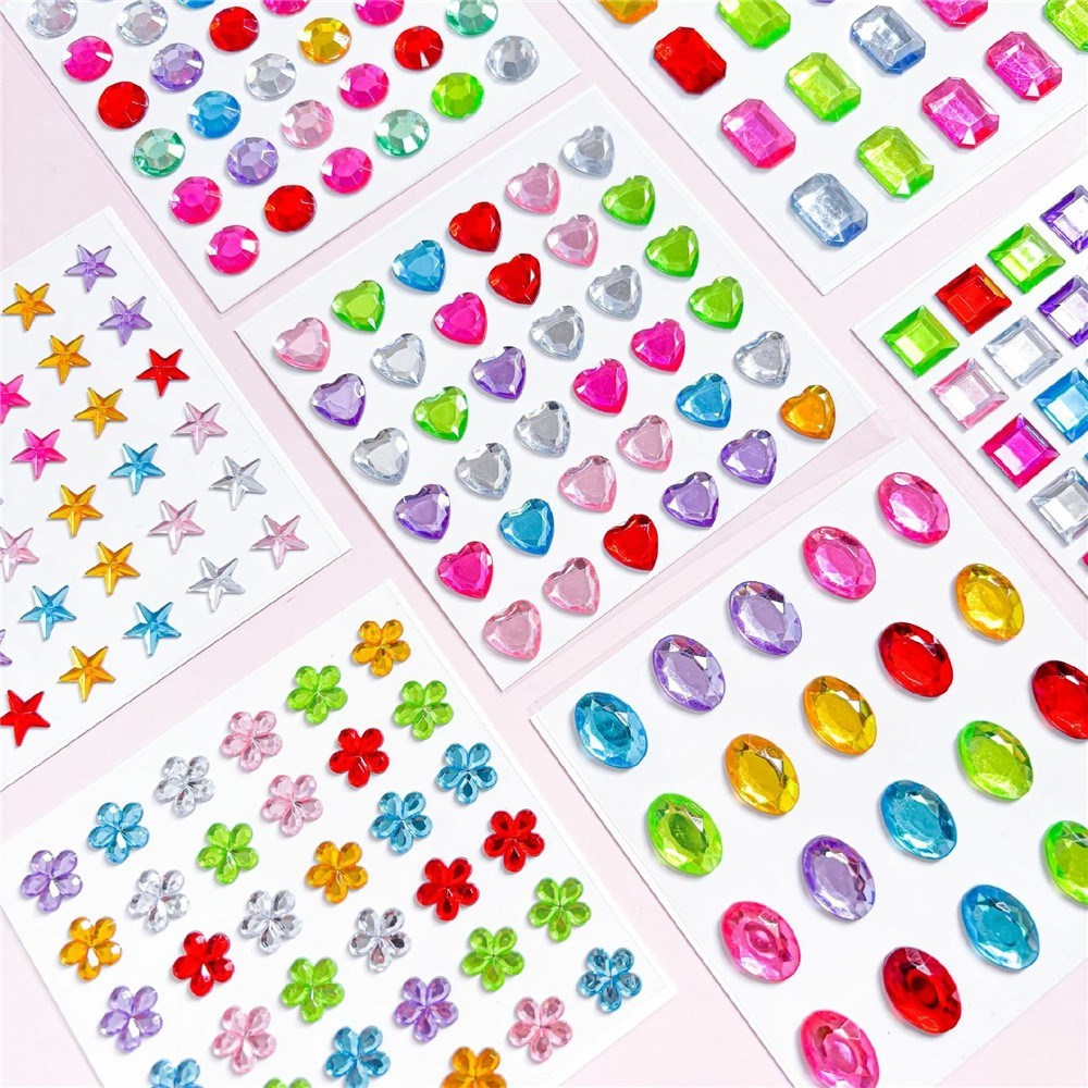 Multifarvet Selvklæbende Krystal 3D Stickers - 36 stk - Stjerner