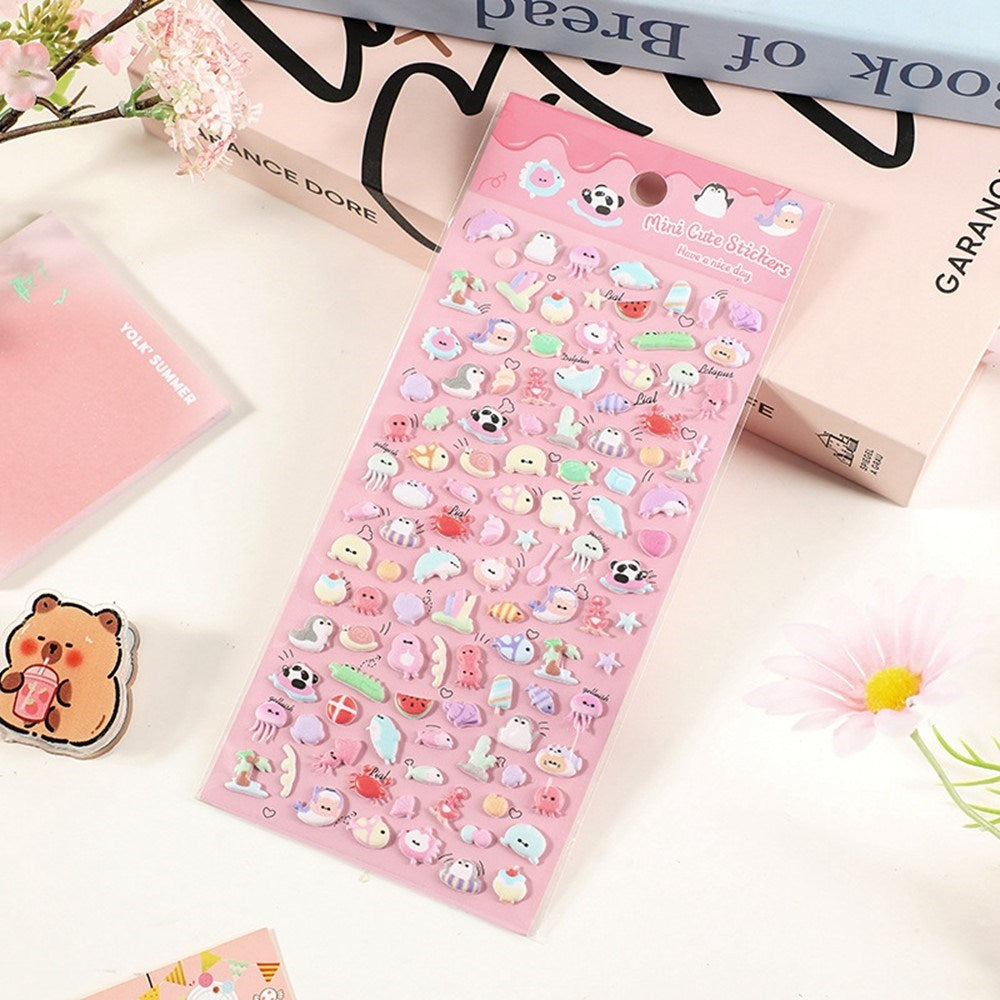 Mini 3D Bubble Foam Stickers - Blandet Havdyr