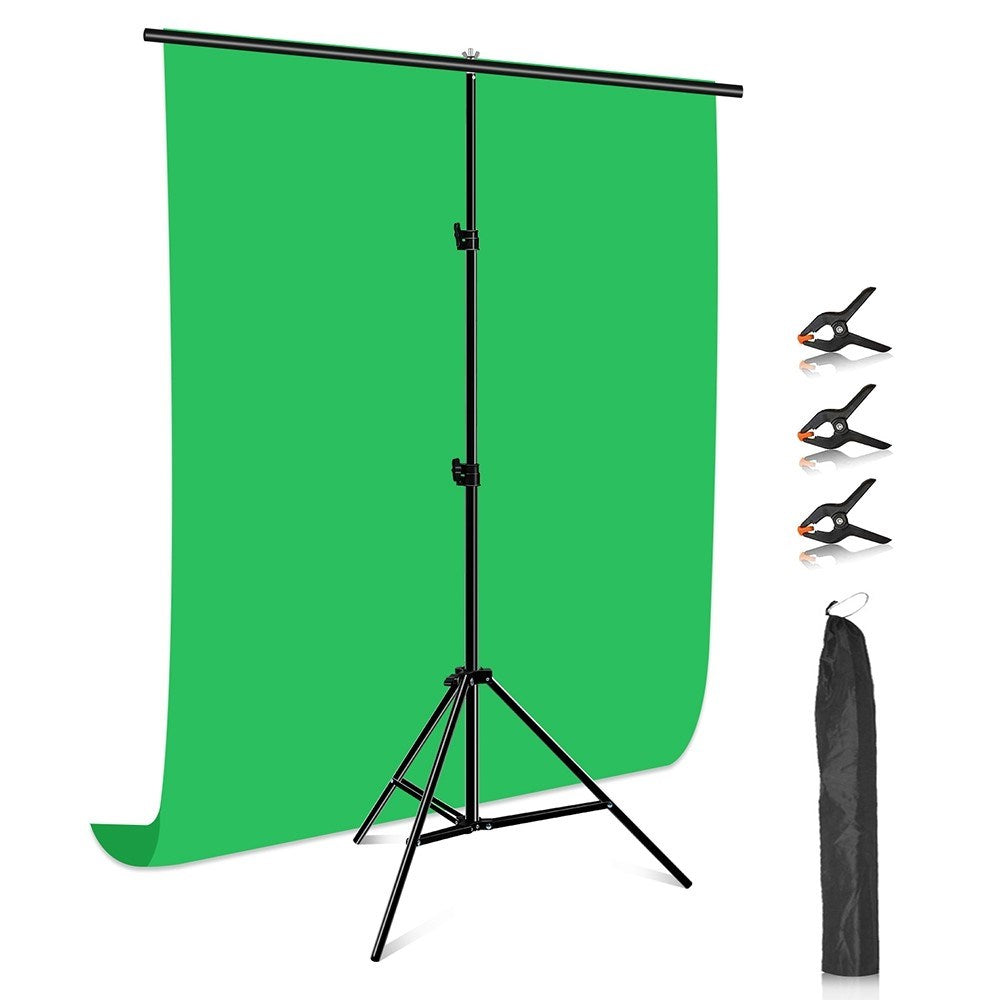 Fotobaggrund m. T-Stativ & Tilbehør - 1 x 2 m - Grøn