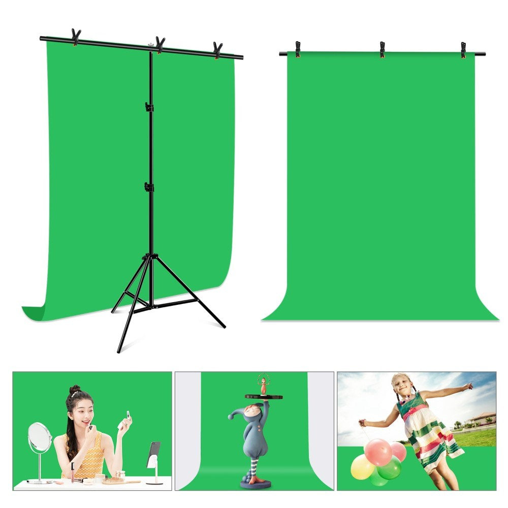 Fotobaggrund m. T-Stativ & Tilbehør - 1 x 2 m - Grøn