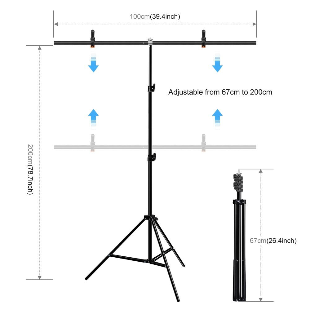 Fotobaggrund m. T-Stativ & Tilbehør - 1 x 2 m - Grøn