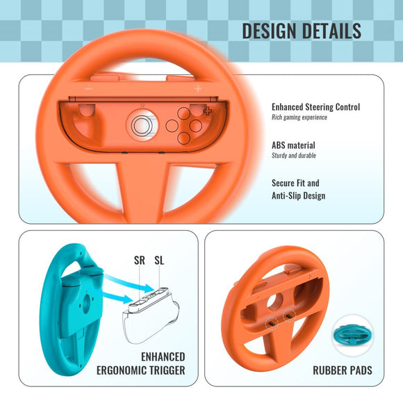 Racerrat til Nintendo Switch 2 Controller - 2 stk - Blå / Orange