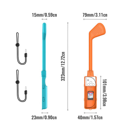 Golfkølle til Nintendo Switch 2 Controller - 2 stk - Blå / Orange