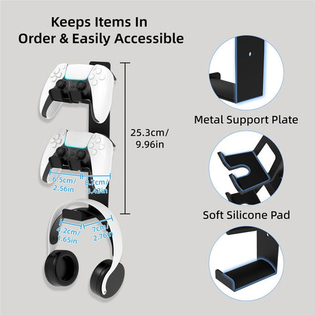 Væghængt Stander til Controllers / Headsets - Sort