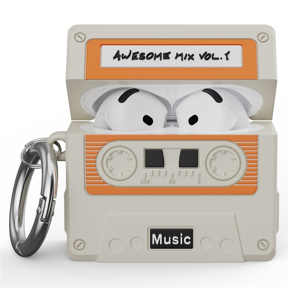 Apple AirPods (4. Gen.) Silikone Cover m. Kassettebånd Design - Beige