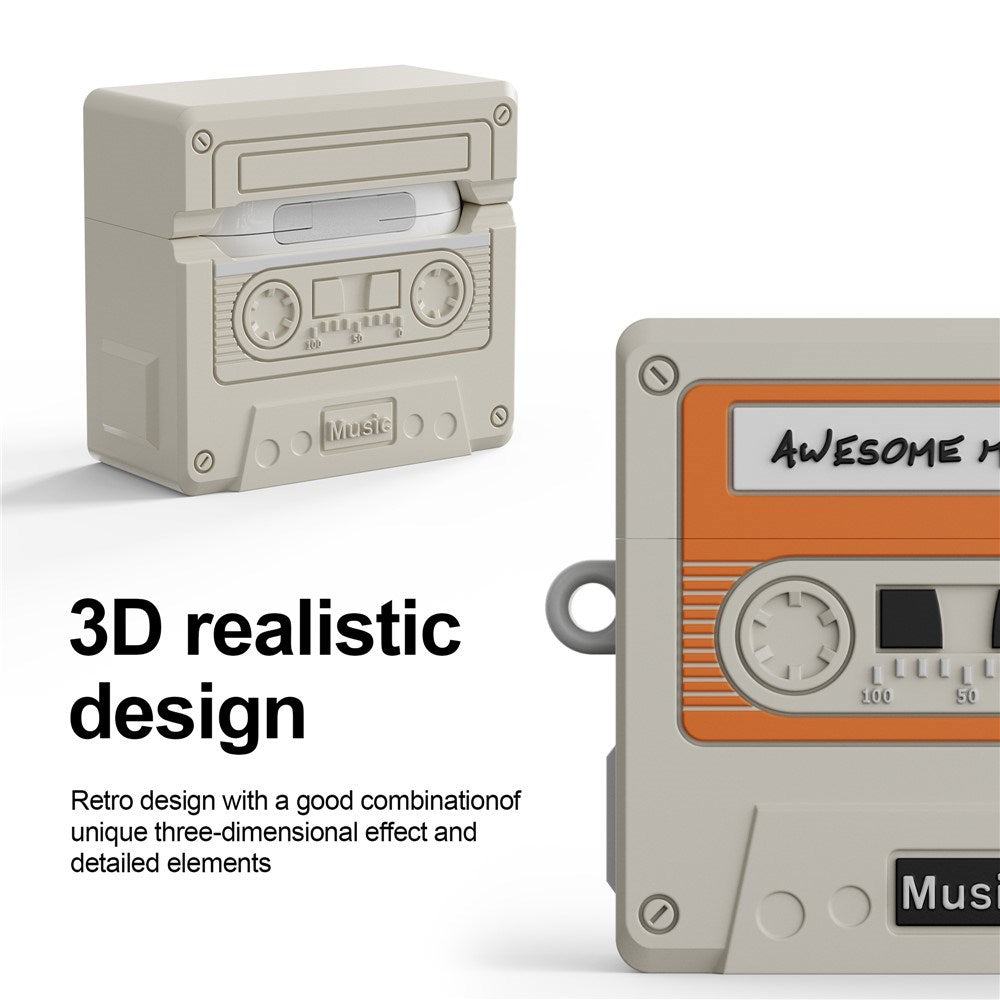 Apple AirPods (4. Gen.) Silikone Cover m. Kassettebånd Design - Beige