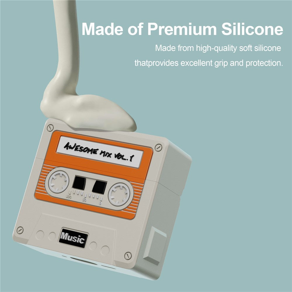 Apple AirPods (4. Gen.) Silikone Cover m. Kassettebånd Design - Grå