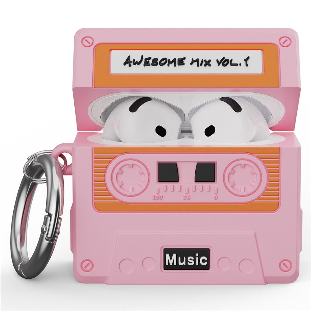 Apple AirPods (4. Gen.) Silikone Cover m. Kassettebånd Design - Lyserød
