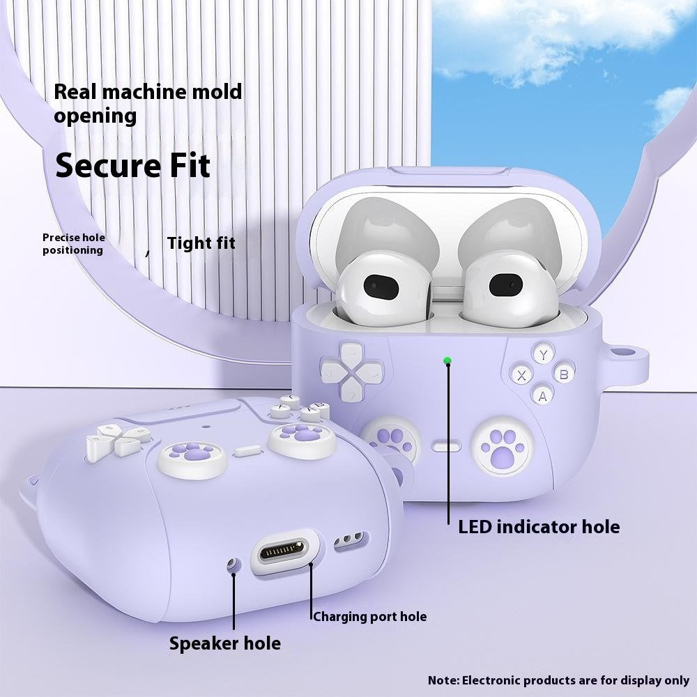 Apple AirPods Pro (3. Gen.) Silikone Katte Cover m. Gamer Design - Lilla