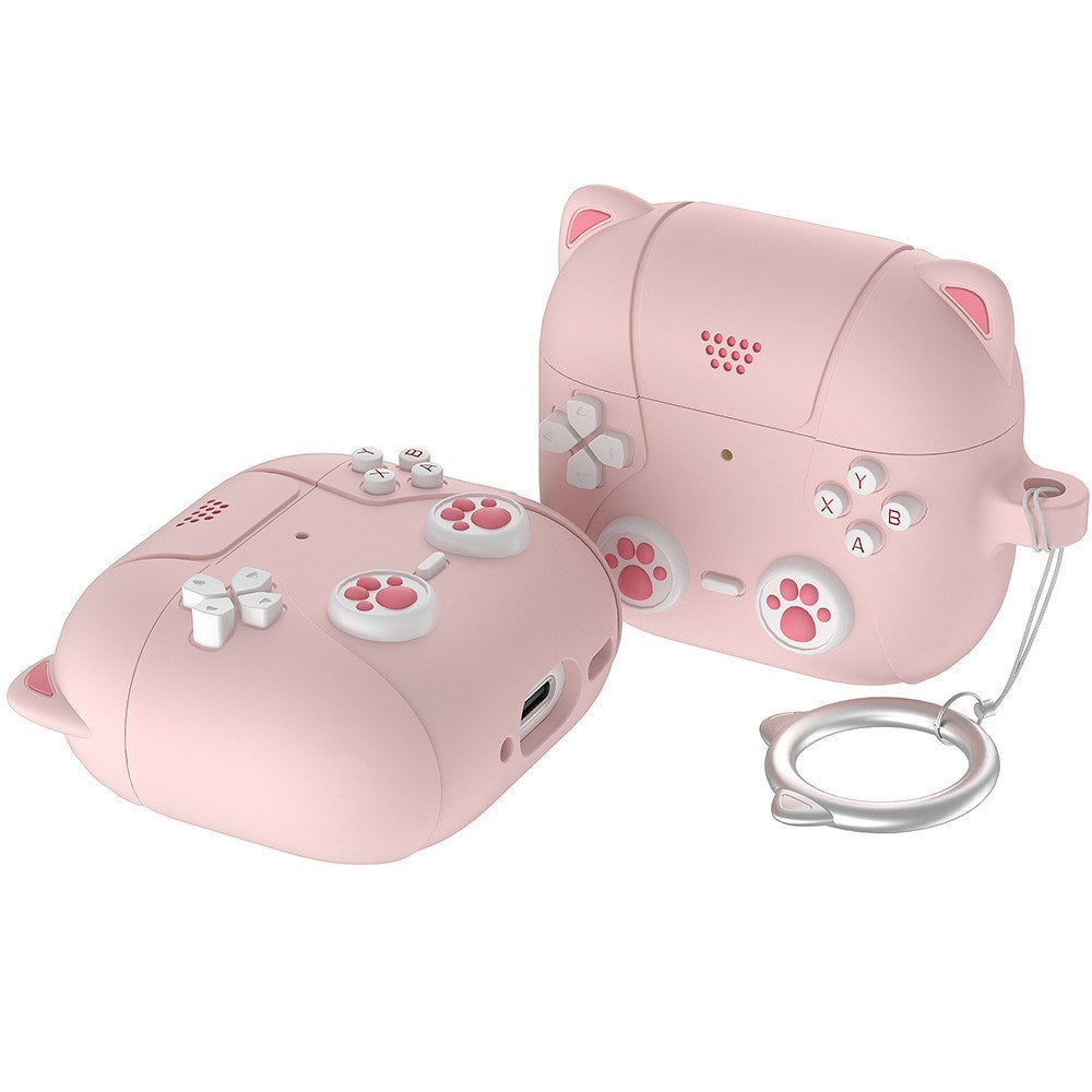 Apple AirPods Pro (3. Gen.) Silikone Katte Cover m. Gamer Design - Lyserød