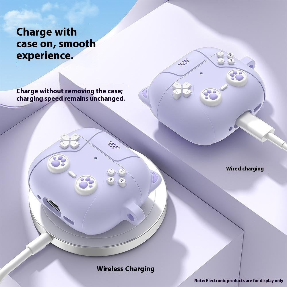 Apple AirPods Pro (3. Gen.) Silikone Katte Cover m. Gamer Design - Lyserød