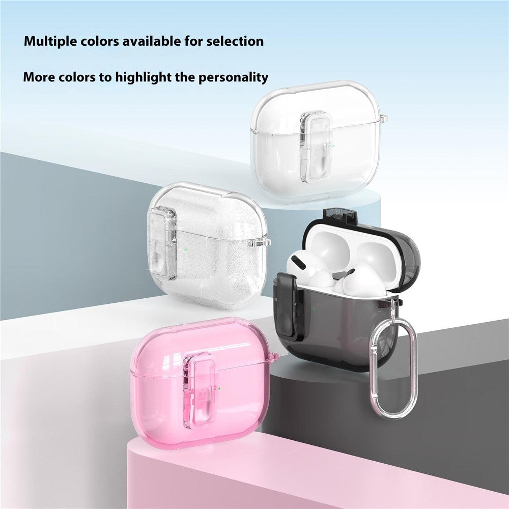 Apple AirPods Pro (3. gen.) Hybrid Plastik Cover m. Karabinhage - Gennemsigtig / Sort