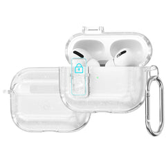 Apple AirPods Pro (3. gen.) Hybrid Plastik Cover m. Karabinhage - Gennemsigtig Glitter