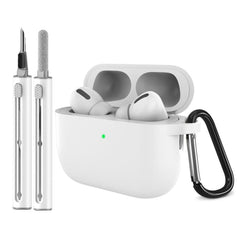 Apple AirPods Pro (3. gen.) Silikone Cover m. Karabinhage & Rengøringspen - White