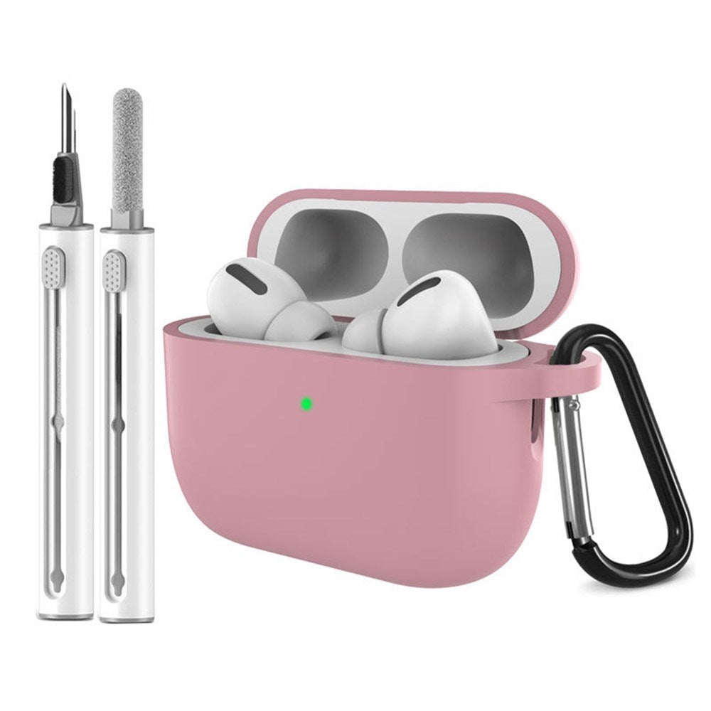 Apple AirPods Pro (3. gen.) Silikone Cover m. Karabinhage & Rengøringspen - Deep Pink