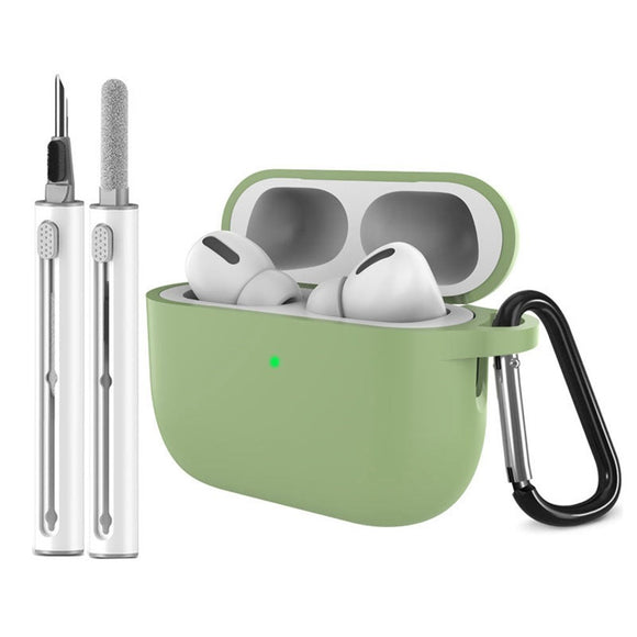 Apple AirPods Pro (3. gen.) Silikone Cover m. Karabinhage & Rengøringspen - Matcha Green