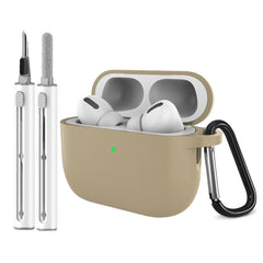 Apple AirPods Pro (3. gen.) Silikone Cover m. Karabinhage & Rengøringspen - Beige