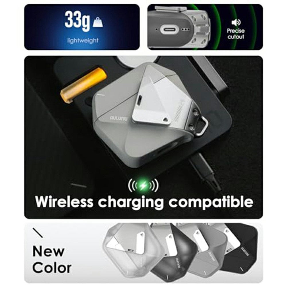 Apple AirPods (4. Gen.) AULUMU Geometrisk Plast Cover m. Strop - Sort