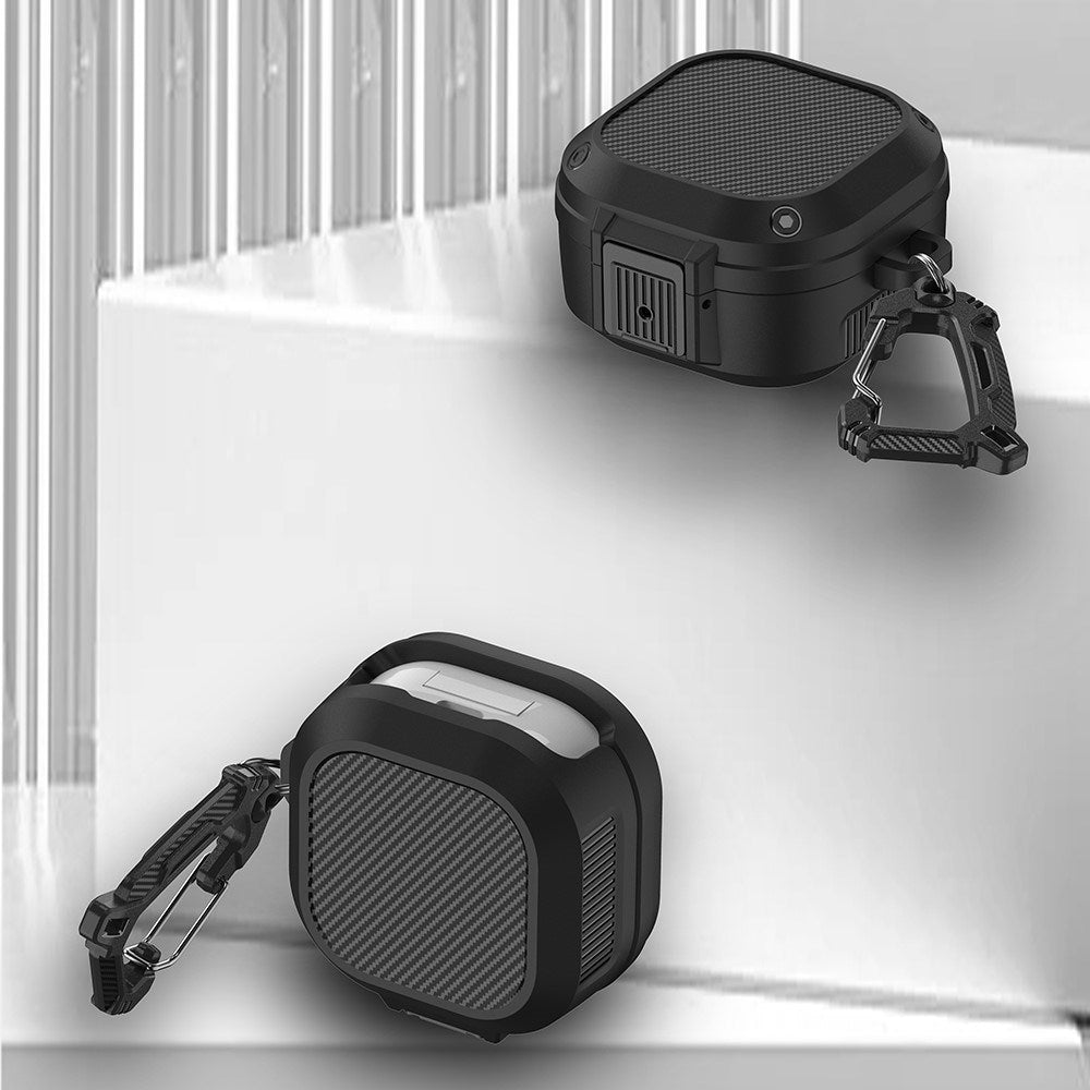 Samsung Galaxy Buds2 / Buds2 Pro / Buds Pro / Buds Live Hybrid Plast Cover m. Karabinhage - Lysegrøn