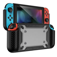 Nintendo Switch OLED Plastik Cover m. Ergonomisk Greb - Sort / Gennemsigtig