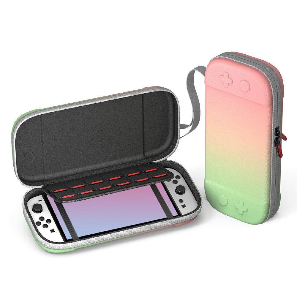 Nintendo Switch 2 Nylon Opbevaringstaske m. Strop - Grøn / Lyserød