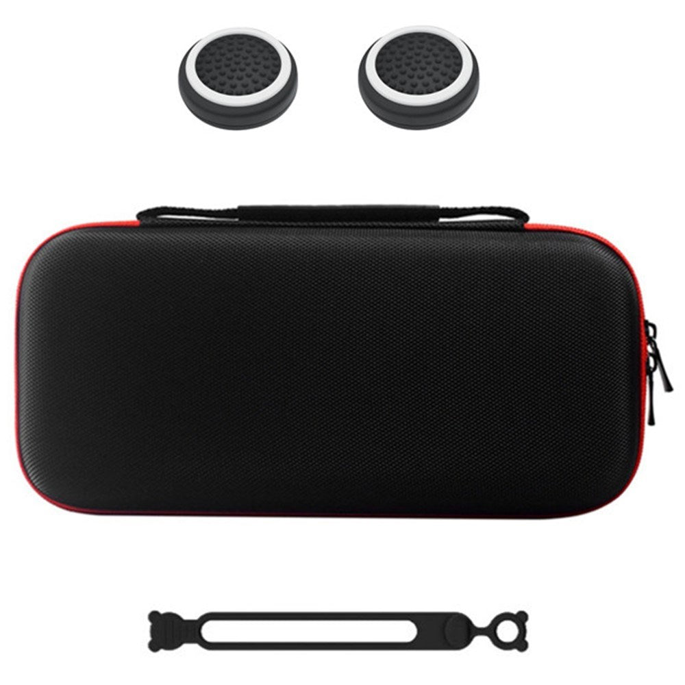 Nintendo Switch 2 Opbevaringstaske m. Silikone Kabelbinder & Joystick Grip Caps - Sort / Rød