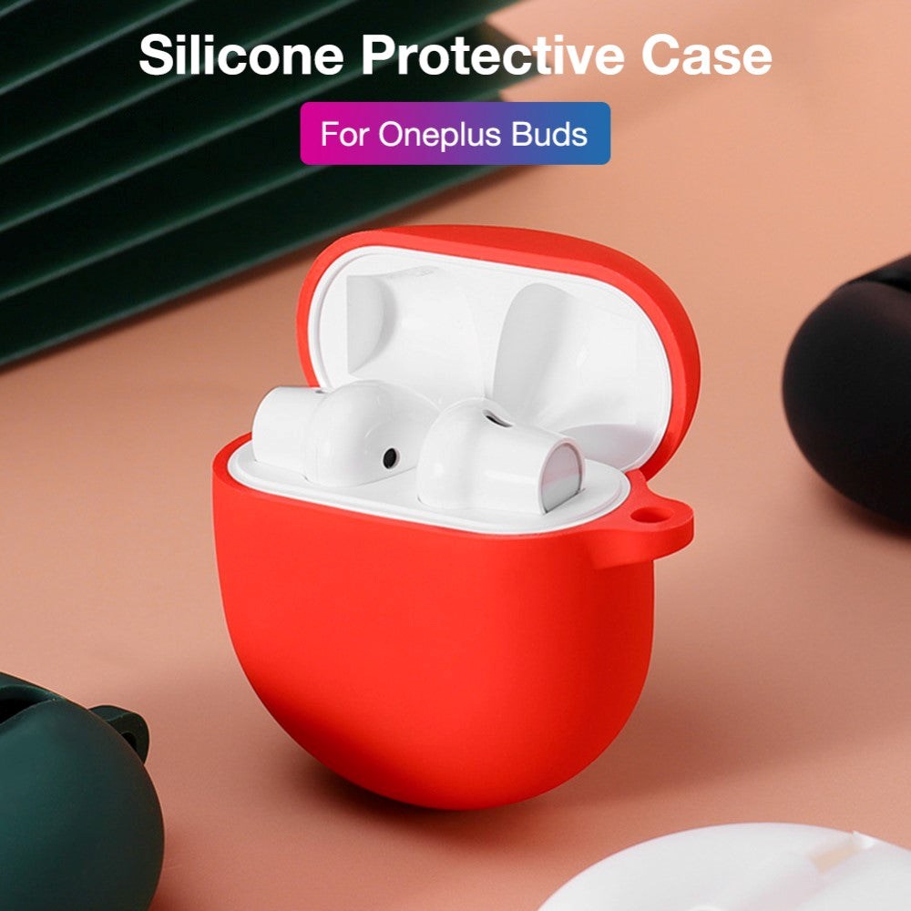 OnePlus Buds Silikone Case m. Karabinhage - Hvid