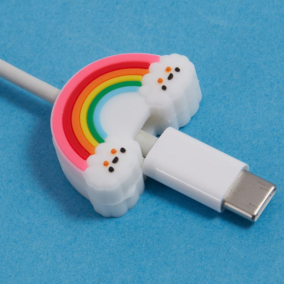 USB-C Kabelbeskytter - Farverig Regnbue