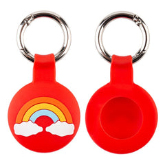 Apple AirTag Silikone Cover m. Karabinhage - Rød Regnbue