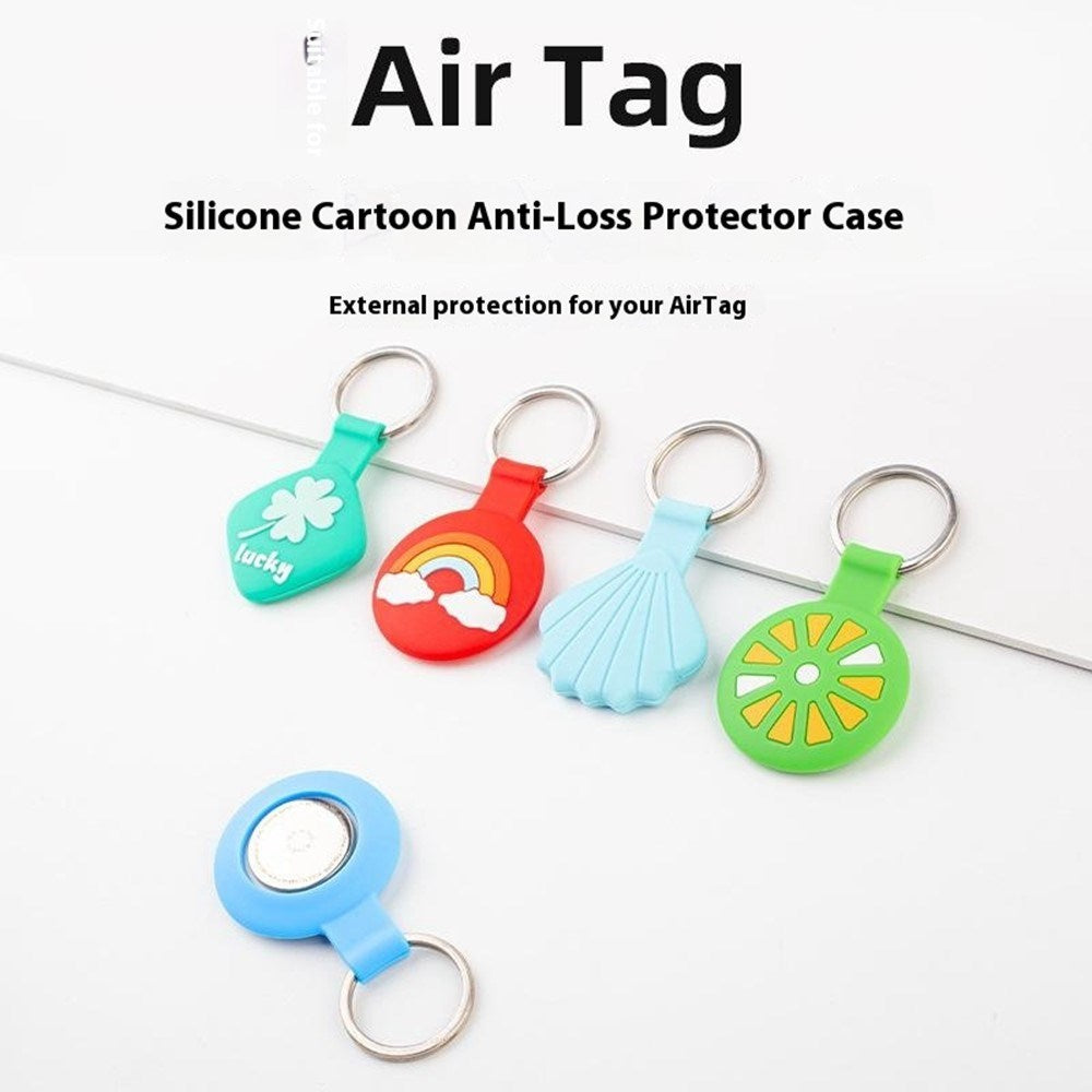 Apple AirTag 1. & 2. Gen. Silikone Cover m. 3D Design & Nøglering - Lyserød Muslingeskal