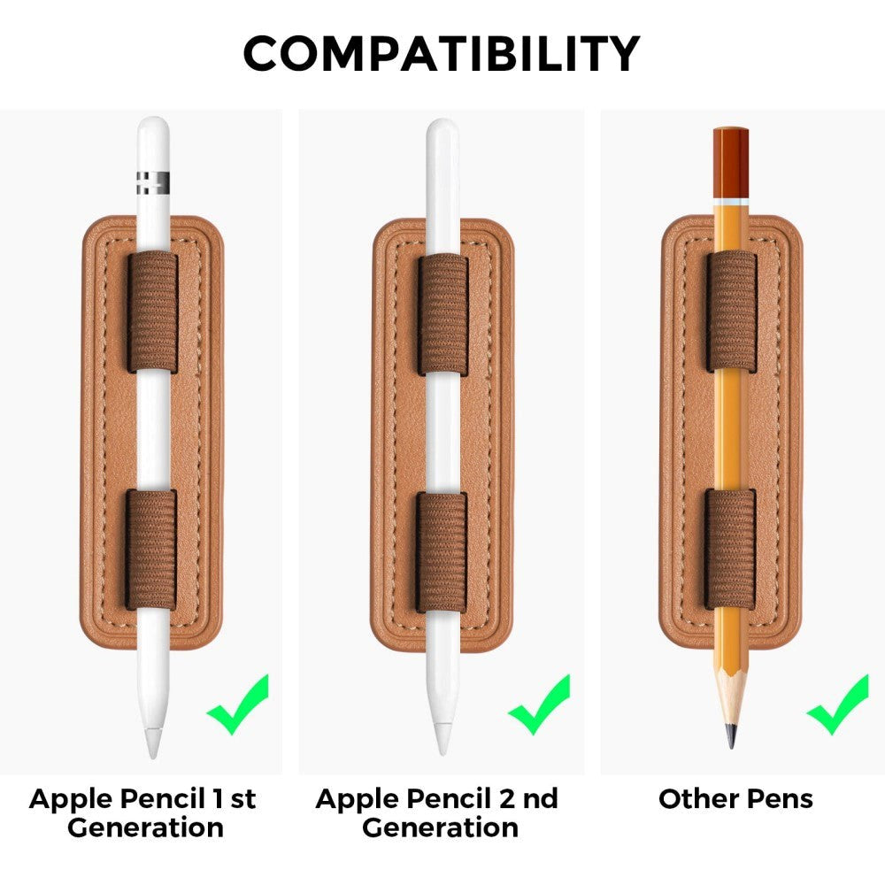 Apple Pencil Holder til Tablet Selvklæbende i kunstlæder - Sort