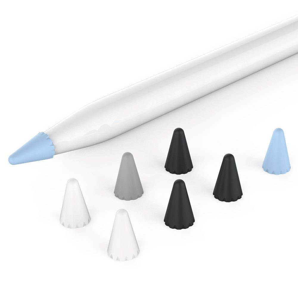 Apple Pencil 1 & 2. Gen Tip Cover 8 Stk. i Blå / Sort / Grå / Hvid