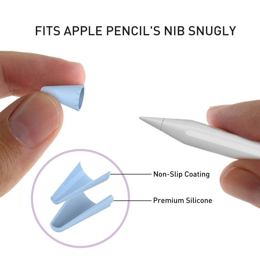 Apple Pencil 1 & 2. Gen Tip Cover 8 Stk. i Blå / Sort / Grå / Hvid
