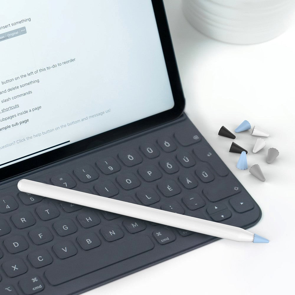 Apple Pencil 1 & 2. Gen Tip Cover 8 Stk. i Blå / Sort / Grå / Hvid