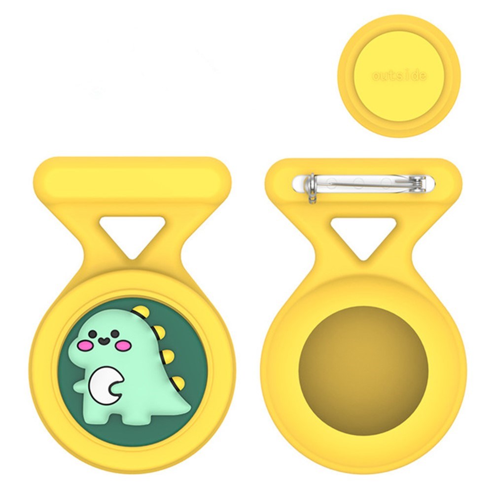 Apple AirTag 1. & 2. Gen. Silikone Cover m. Broche & Motiv - Dinosaur