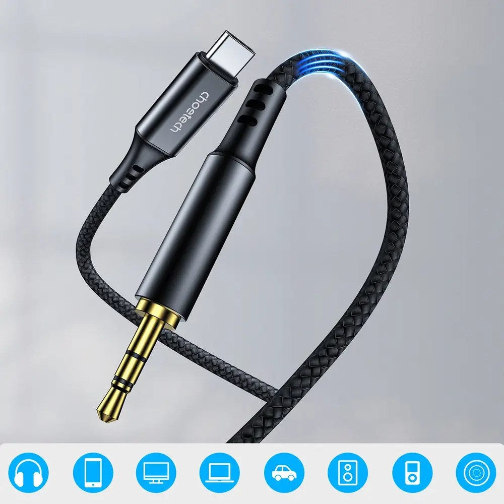Choetech AUX006 USB-C til 3.5mm Minijack Kabel - 1m - Sort