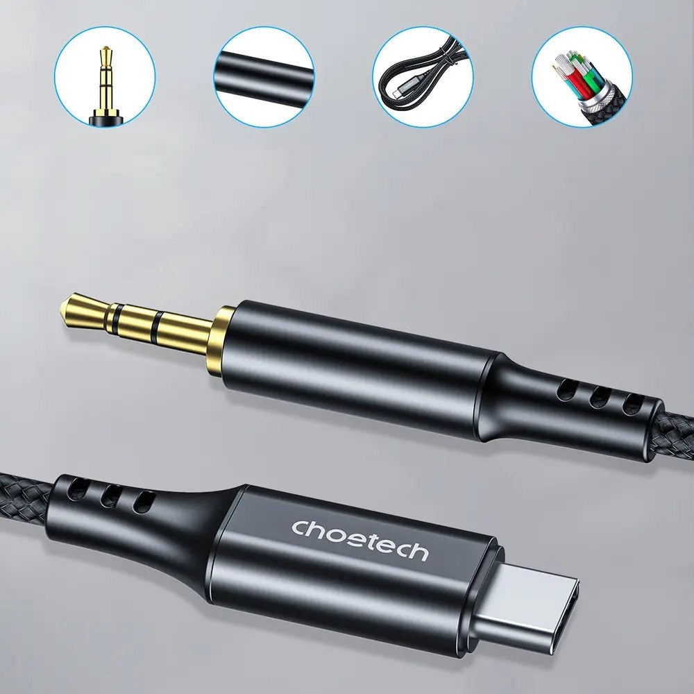 Choetech AUX006 USB-C til 3.5mm Minijack Kabel - 1m - Sort