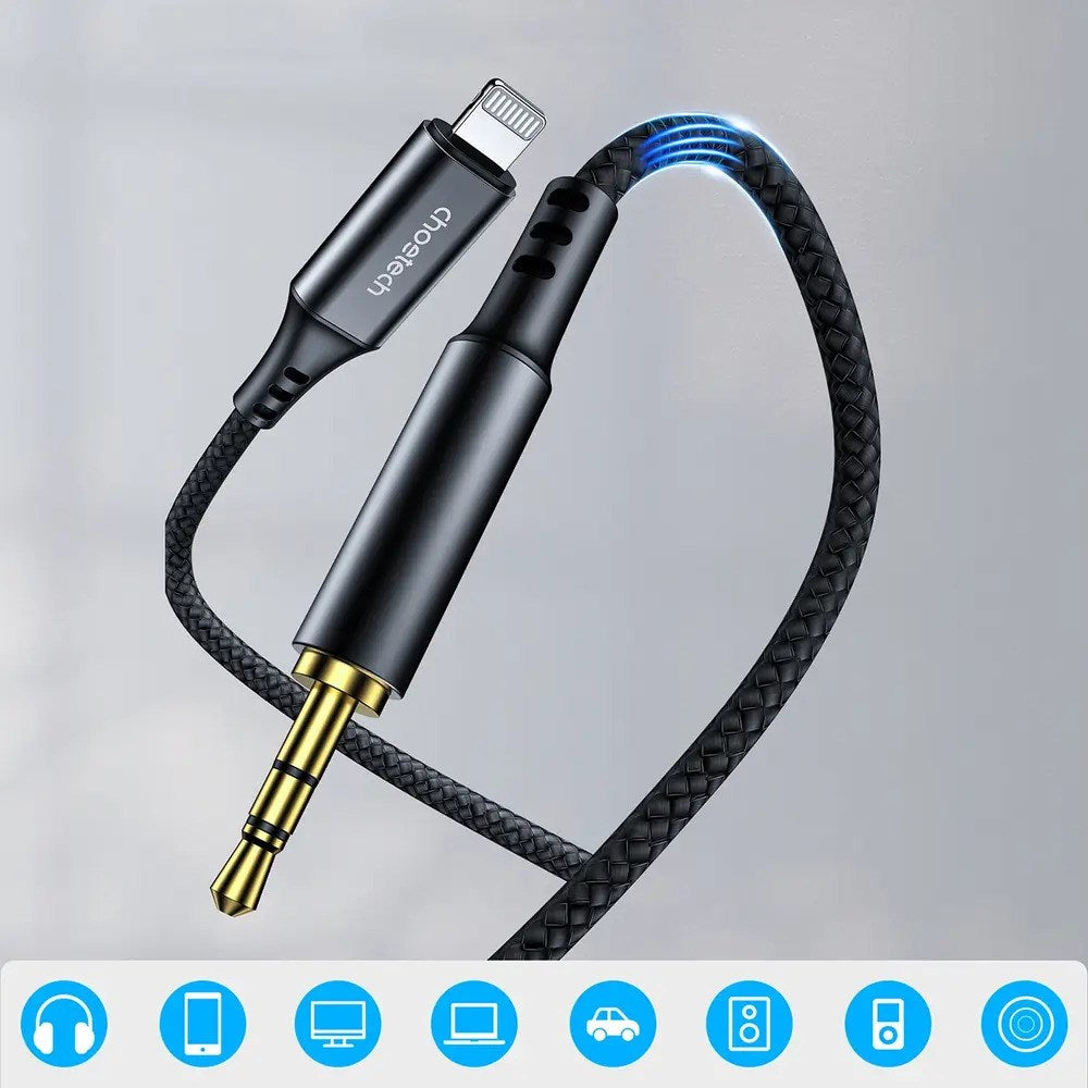 Choetech AUX007 Lightning til 3.5mm Minijack Kabel - 1m - Sort