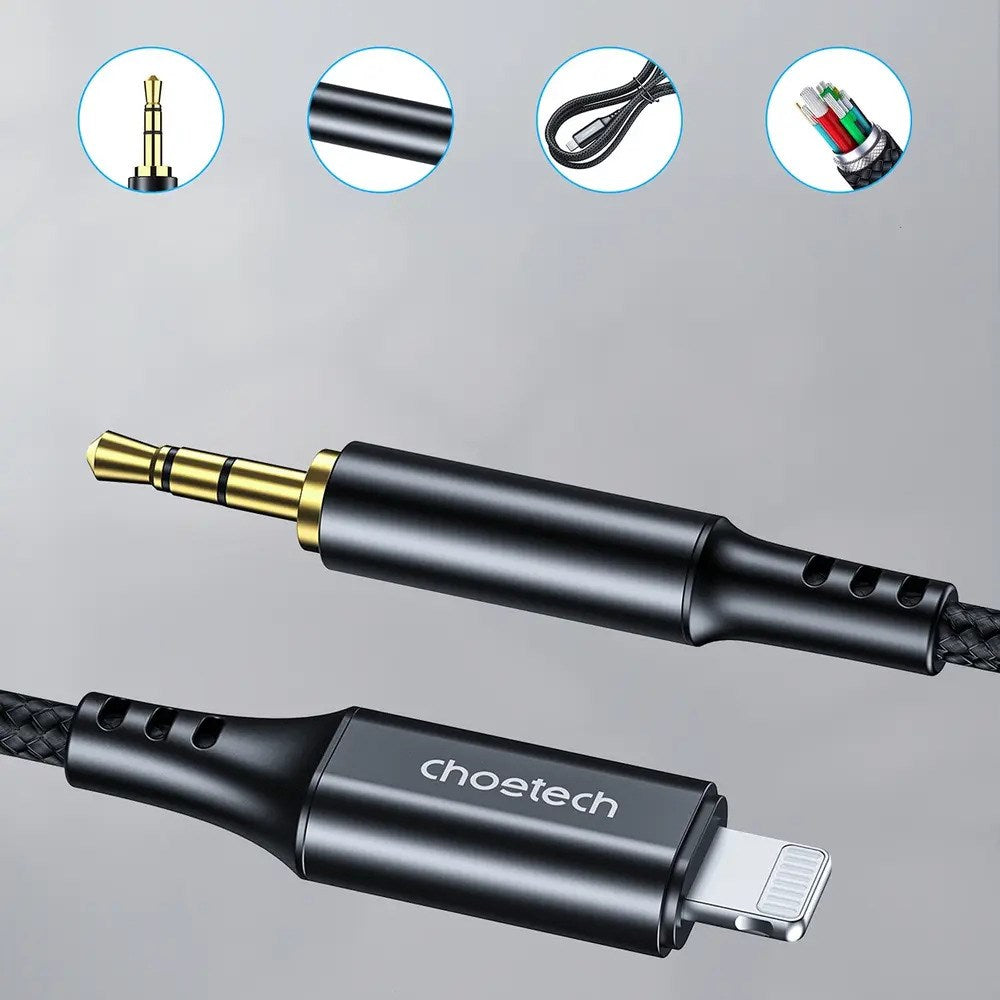 Choetech AUX007 Lightning til 3.5mm Minijack Kabel - 1m - Sort