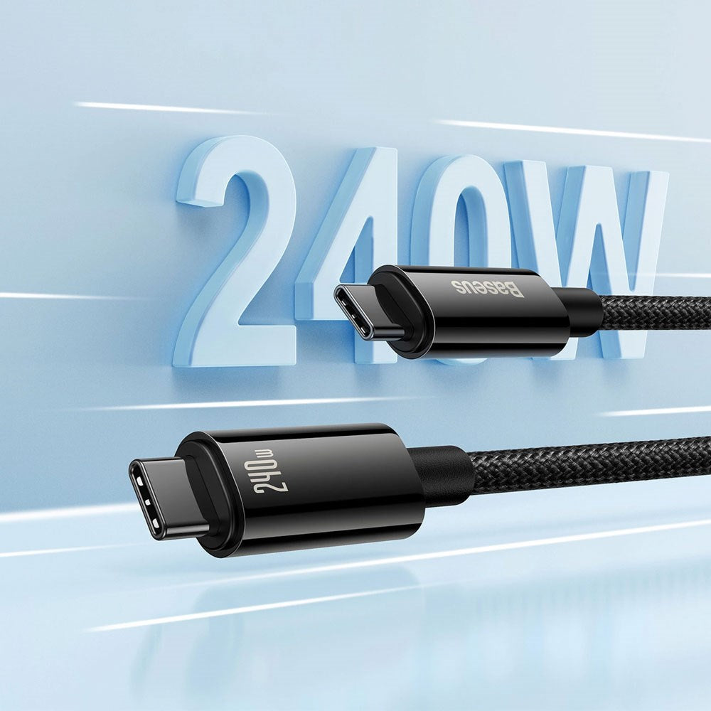 Baseus 240W USB-C til USB-C Kabel 480Mb/s - 2m - Sort