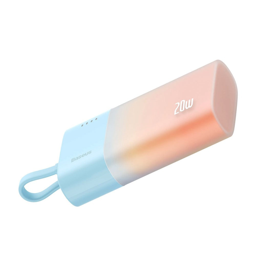 Baseus Popsicle 5200mAh Powerbank 20W m. Indbygget Lightning Kabel - Blå / Orange