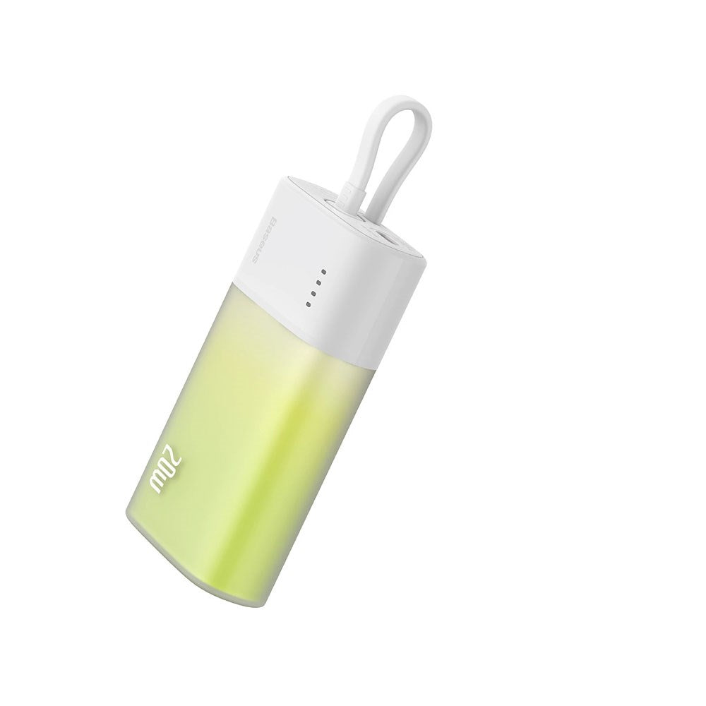 Baseus Popsicle 5200mAh Powerbank 20W m. Indbygget Lightning Kabel - Hvid / Grøn