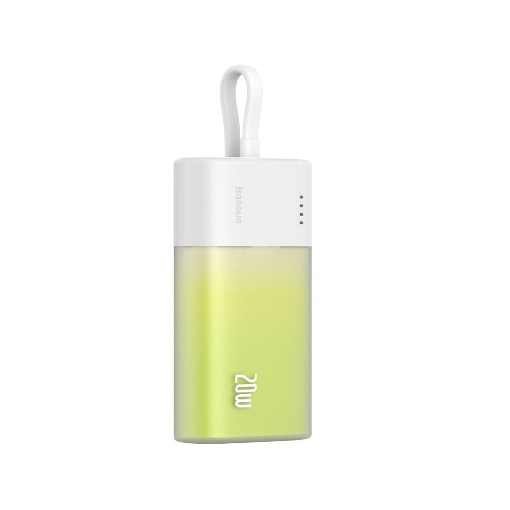 Baseus Popsicle 5200mAh Powerbank 20W m. Indbygget Lightning Kabel - Hvid / Grøn