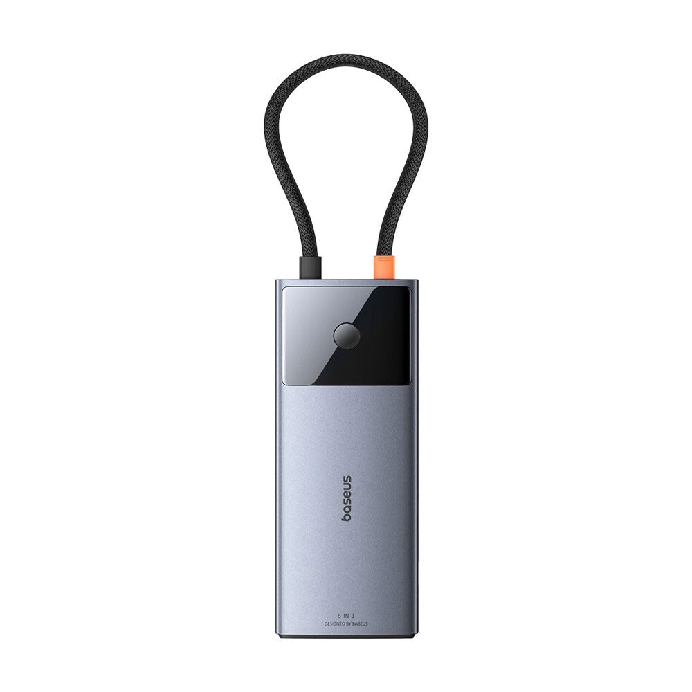 Baseus USB-C 6-i-1 Multiport Adapter m. 2 x USB-C 2 x USB-A 1 x HDMI 1 x RJ45 - Grå