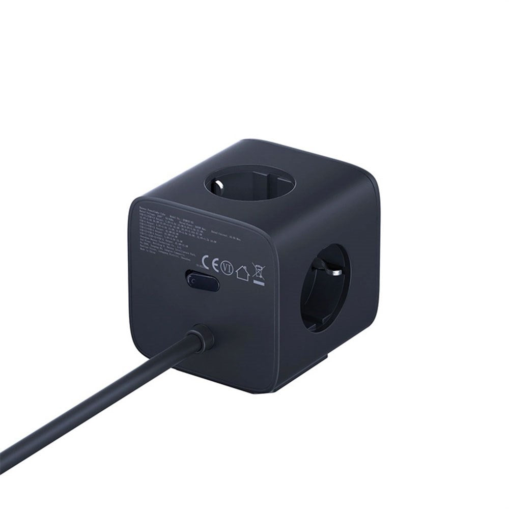 Baseus 67W Strømskinne m. 3 x Schuko - 2 USB-C - 1 x USB-A - 1.5m - Grå